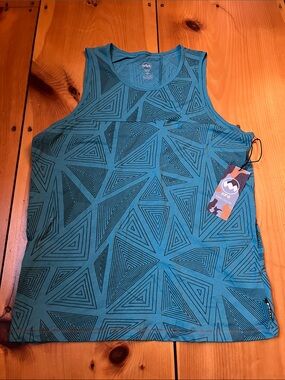 New! JANJI Men's M Teal Green Uganda Printed Beachy Tank Geo